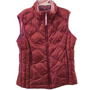 Vintage LL Bean Goose Down Vest Berry Pink Girls Size 8